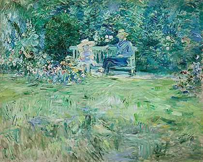 《花园里的教训》（1886） by Berthe Morisot
