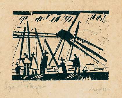 钓鱼者（米索恩）；《渔夫与太阳》（1919） by Lyonel Feininger