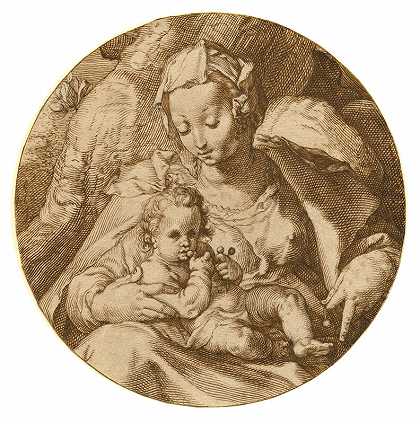 怀有孩子的处女，圆形（约1600年） by Anonymous