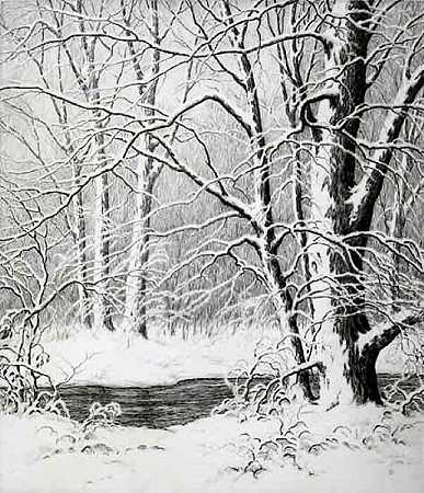 冬季林地（约1935年） by Ronau William Woiceske