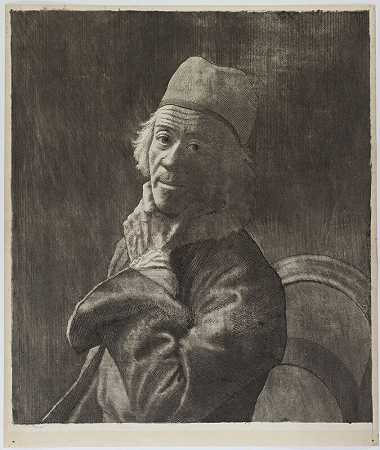 自画像，下巴上的手（大木板）[大自画像]（约1778/1781） by Jean-Étienne Liotard