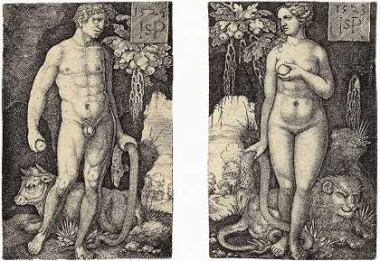 亚当站着；夏娃站像（1524；1523） by Hans Sebald Beham