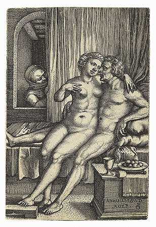 萨拉监视亚伯拉罕和夏甲（1548） by Georg Pencz