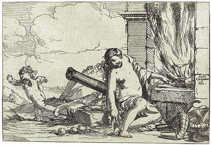 火，来自四行（17世纪） by Giulio Carpioni