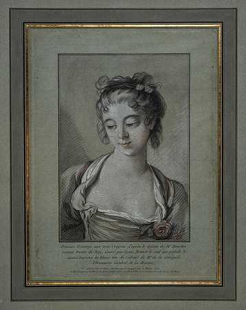 鲍彻之后的年轻女子半身像（1765-1767） by Louis-Marin Bonnet