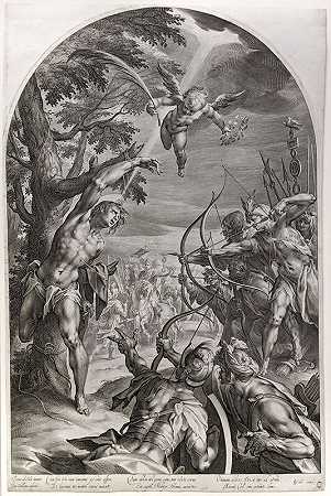圣塞巴斯蒂安的殉难（约1600年） by Jan Harmensz. Muller