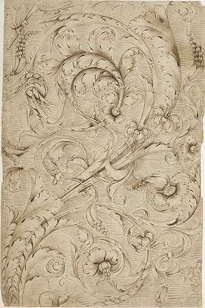 Rinceau面板的设计。(1577) by Diana Scultori