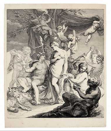 巴克斯和阿里阿德涅。继G.B.Cipriani（1765年） by Francesco Bartolozzi