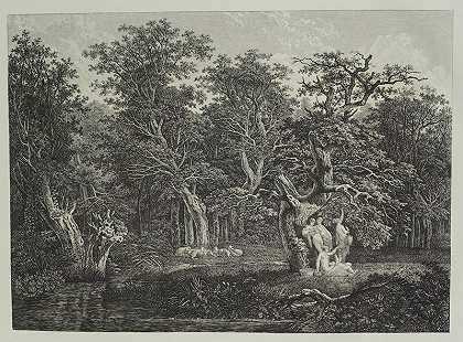 《pommes之歌》（人物摘苹果的街机场景），S.Gessner（1805-1801）之后 by Carl Wilhelm Kolbe