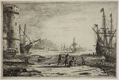 格罗斯塔海港（约1641年） by Claude Gellée, Le Lorrain