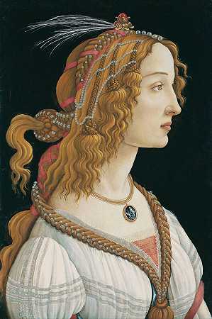 理想化的女士肖像（西蒙内塔·维斯普奇饰演仙女的肖像）（约1475年） by Sandro Botticelli