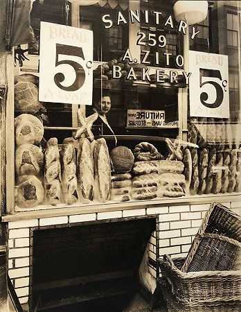 面包店，曼哈顿布莱克街259号，1937年2月3日， by Berenice Abbott