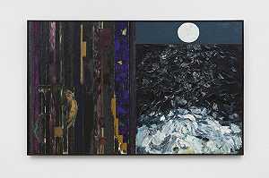 《超越/月亮》（1985） by Joan Snyder