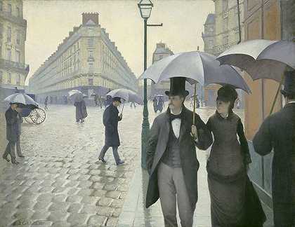 巴黎街；雨天（1877） by Gustave Caillebotte