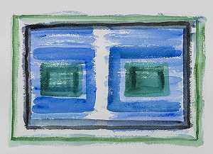 无标题（蓝色方块）（约1980年） by Felrath Hines