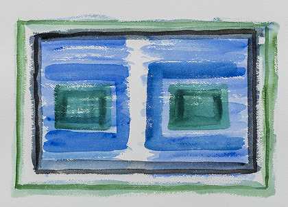 无标题（蓝色方块）（约1980年） by Felrath Hines