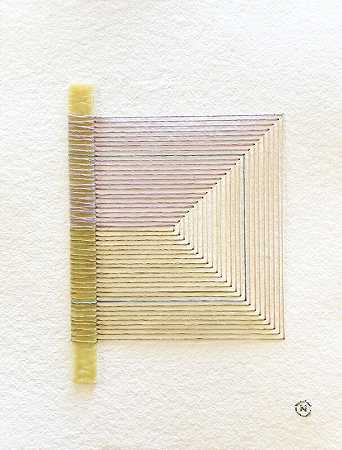 裂纹14号-纸上纺织和玻璃制品（粉色+绿色+蓝色+米色）（2021年） by Natalie Ciccoricco