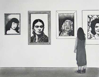 在过去的偶像画廊中的未来女性（2018） by F. Lennox Campello