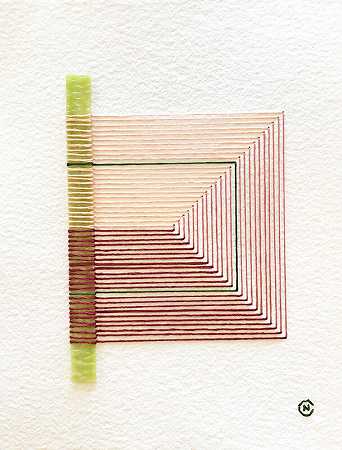 开裂10号——纸上纺织和玻璃制品（米色+粉色+栗色+绿色）（2021年） by Natalie Ciccoricco