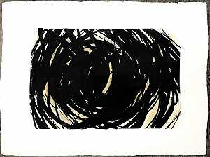 黑色凹槽-抽象表现主义绘画奶油+黑色（2019） by Helen Bellaver