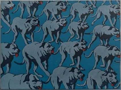 蓝色背景彩排狗（1993）|出售 by Henri Cueco