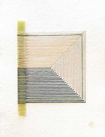 开裂#04-纸上纺织和玻璃制品（米色+蓝色+粉色）（2021年） by Natalie Ciccoricco