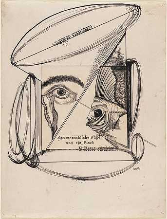 人的眼睛和一条鱼，后者被石化了（1920年） by Johannes Theodor Baargeld