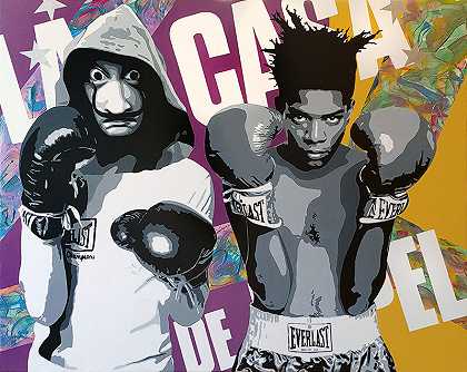 \\“Dali and Basquiat 50×62油画和丙烯酸帆布上的金钱盗窃案”（2021年） by Ceravolo