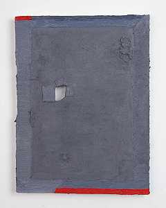 无标题（灰色带红色条纹）（2021年） by Louise Gresswell