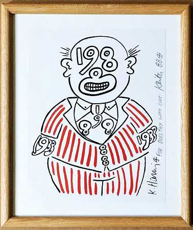 1988年，多萝西·贝伦森·布鲁（Dorothy Berenson Blau）庄园的男子（带有独特的铭文）（1988年） by Keith Haring