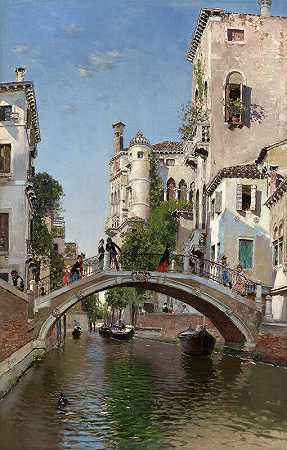 威尼斯的一条运河（约1875年） by Martin Rico y Ortega