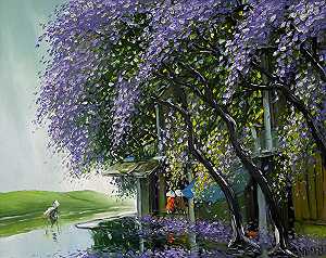 《紫花河内》印象派油画（2021年） by Le Thanh Son