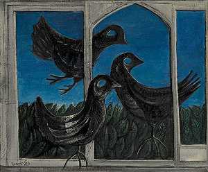 三只鸟（1940） by Yosl Bergner