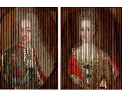 丹麦梅克伦堡国王弗雷德里克四世和王后路易丝的双画像（约1700年） by Gaspar Antoine de Bois-Clair