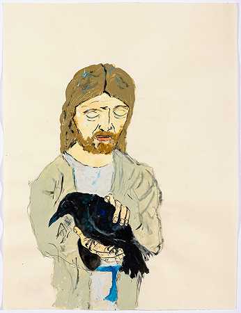 Christ with Corvid（2020） by Eve Wood