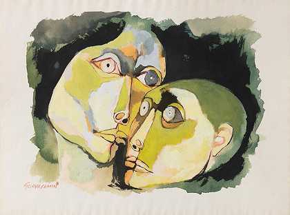 《母亲与儿子》（1983） by Oswaldo Guayasamín