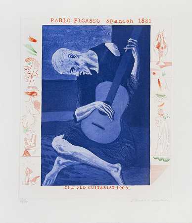 老吉他手，来自蓝色吉他组合（1977年） by David Hockney