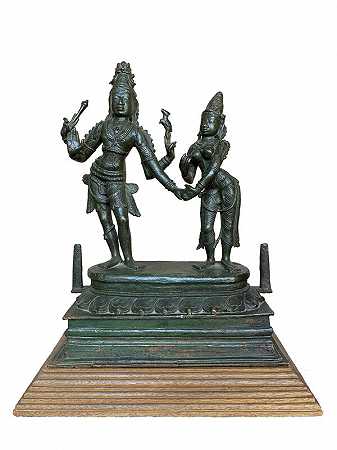 湿婆和帕瓦蒂雕塑（约1700年） by Unknown Artist