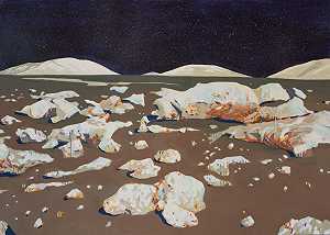 石头和星星的月球景观（2021年） by Javier Areán