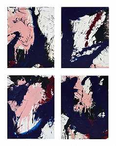 蓝色和粉色的作品（一套四件作品）（1967年） by Norman Bluhm