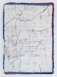 边缘和残留物19-蓝蓝色、镉红色和冷灰色白色（2020年） by Kanchana Gupta