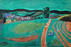 Jouarre下的Ferte景观（1963年） by Henri Hayden