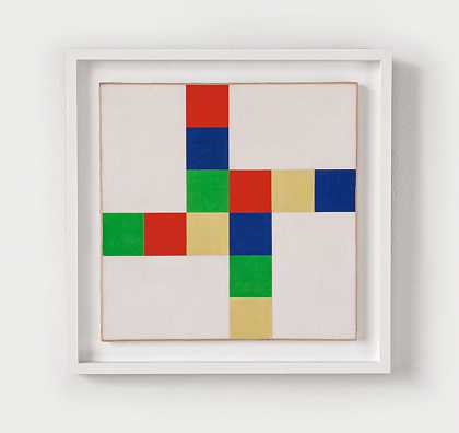 两种相同的颜色方案，带有4个白色区域（1952/70） by Richard Paul Lohse