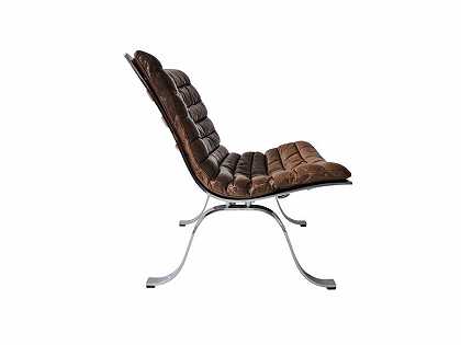 原始干邑/棕色皮革制成的“Ariet”安乐椅（约20世纪70年代） by Arne Norell