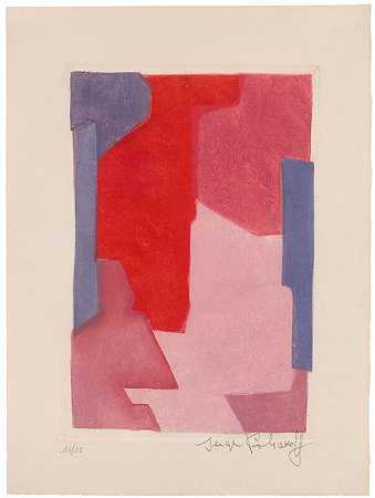 紫色、蓝色和红色组合（1964） by Serge Poliakoff