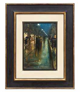 柏林莱比锡大街夜景（约1915-20年） by Lesser Ury