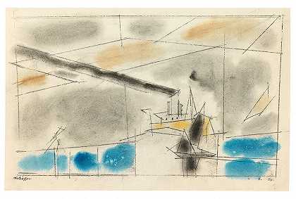无题（烟雾缭绕的船）（1953年） by Lyonel Feininger