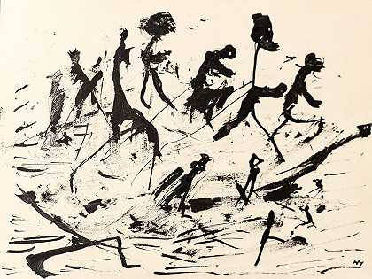 无标题（“paysage上的人”系列），hm 7830，收藏路易吉·莫雷蒂，罗马（1950-52年间执行） by Henri Michaux