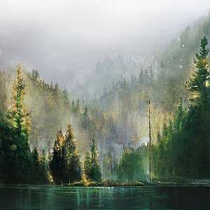 森林湖上的薄雾（2020年） by Steven Nederveen