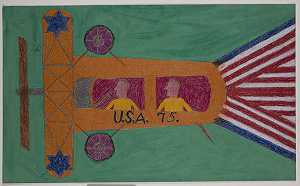 橙色飞机，美国75（约1964年） by eddie arning